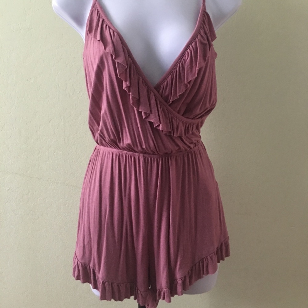 Deep V Ruffle Romper